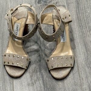 Jimmy Choo Taupe Studded Sandals-37